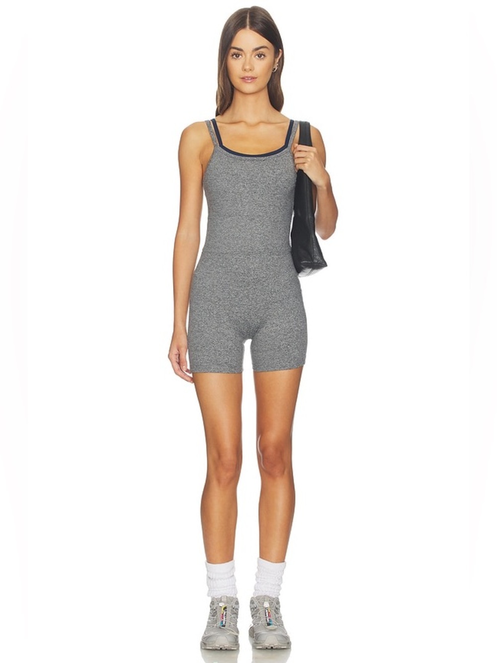 Strut This x Happily Grey The Indie Jumper in Heather Grey & Navy